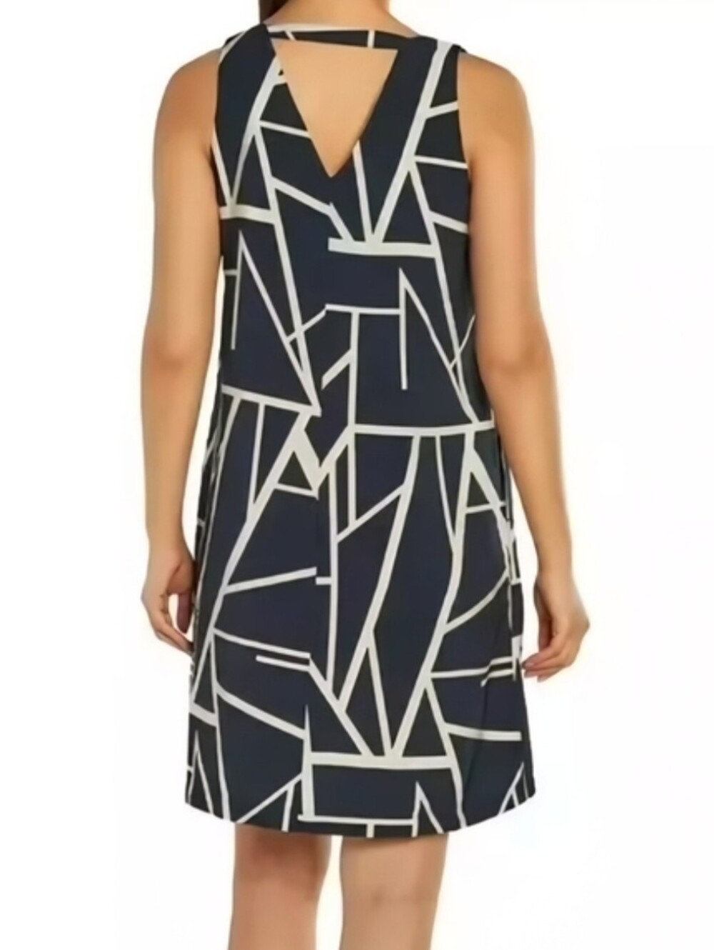 Banana Republic Navy And Cream Geometric Maxi Dress S - Picture 2 of 16